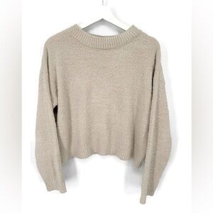 ADORN Luxe Ultra Soft Plush Textured Knit Pullover Sweater Cream Oversized Small